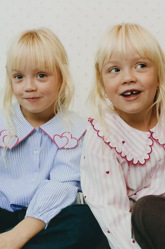 STRIPED SHIRT WITH HEARTS COLLAR | Zara UK