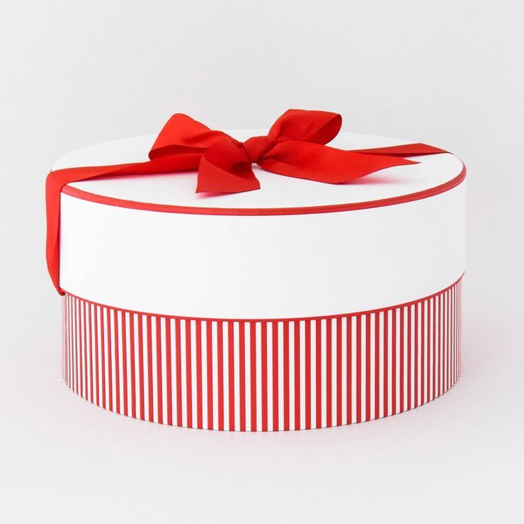 Large Round Box Red/White Candy Cane Stripes with White Lid - Sugar Paper™ + Target | Target