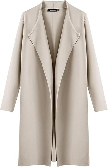 MEROKEETY Women's 2023 Long Sleeve Cardigan Sweaters Lapel Open Front Casual Knit Coatigan Jacket... | Amazon (US)