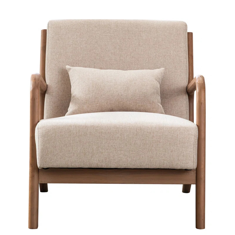 Hertford 26" Wide Mid Century Upholstered Solid Wood Accent Chair with an Extra Pillow | Wayfair North America