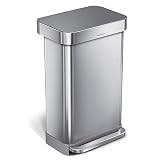 simplehuman 45 Liter / 12 Gallon Liter Rectangular Hands-Free Kitchen Step Trash Can with Soft-Close | Amazon (US)