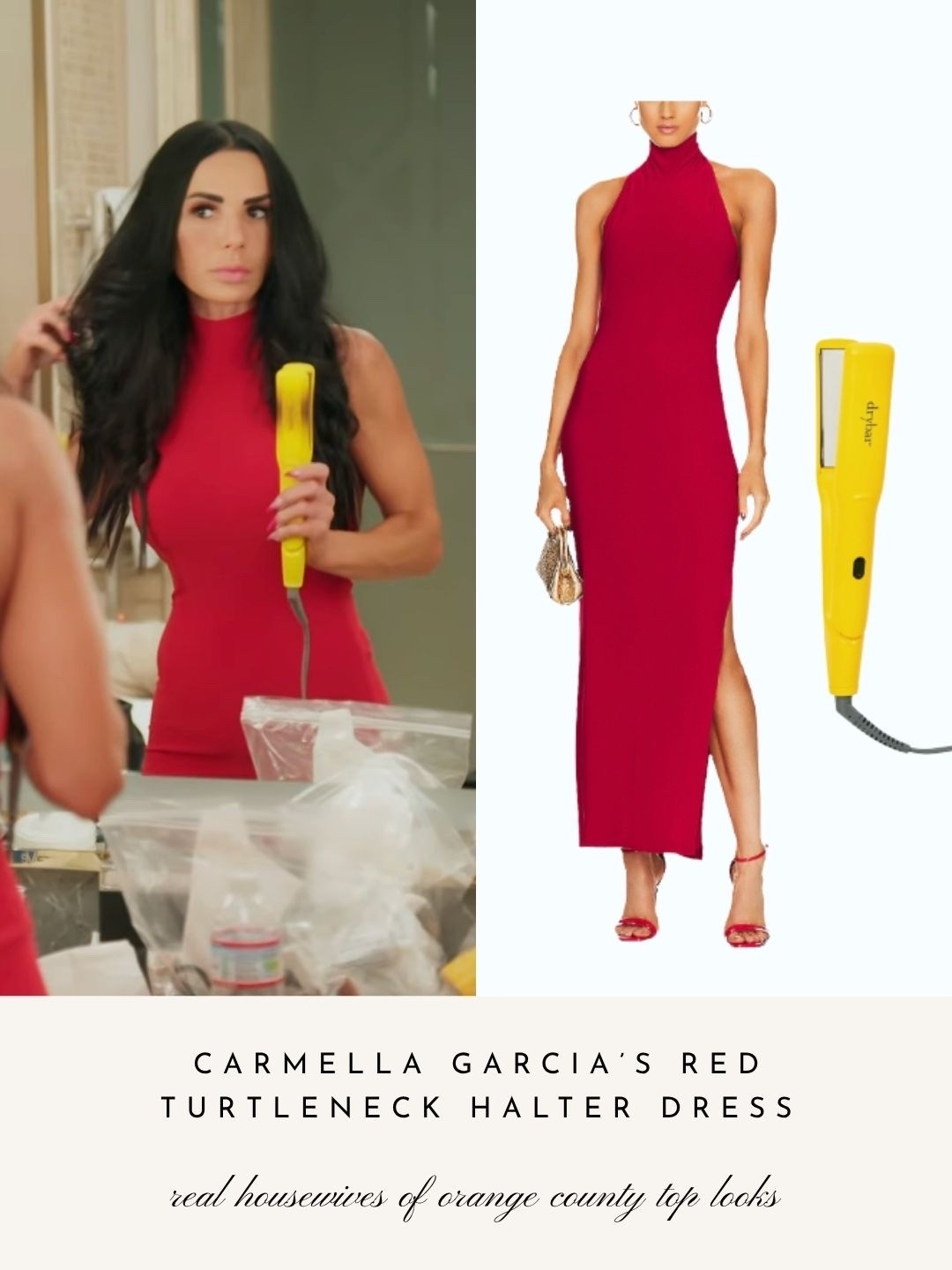 Carmella Garcia’s Red Turtleneck Halter Dress