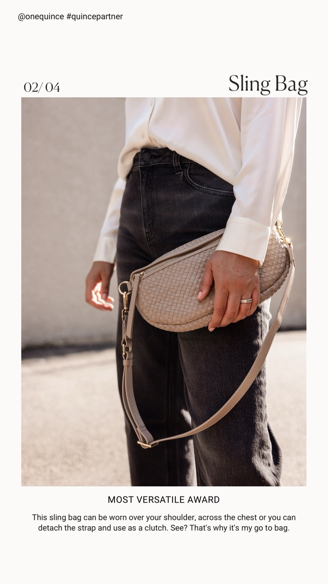 I love all of the crossbody options from Quince! Easy to toss on and go. This one holds the essentials only. 

@onequince #quincepartner 