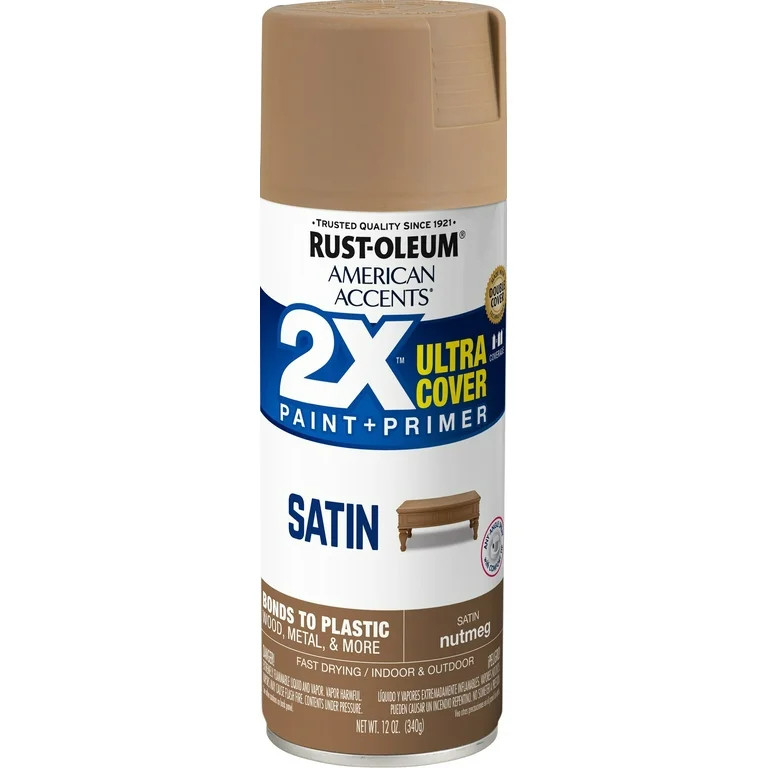 Nutmeg, Rust-Oleum American Accents 2X Ultra Cover Satin Spray Paint- 12 oz | Walmart (US)