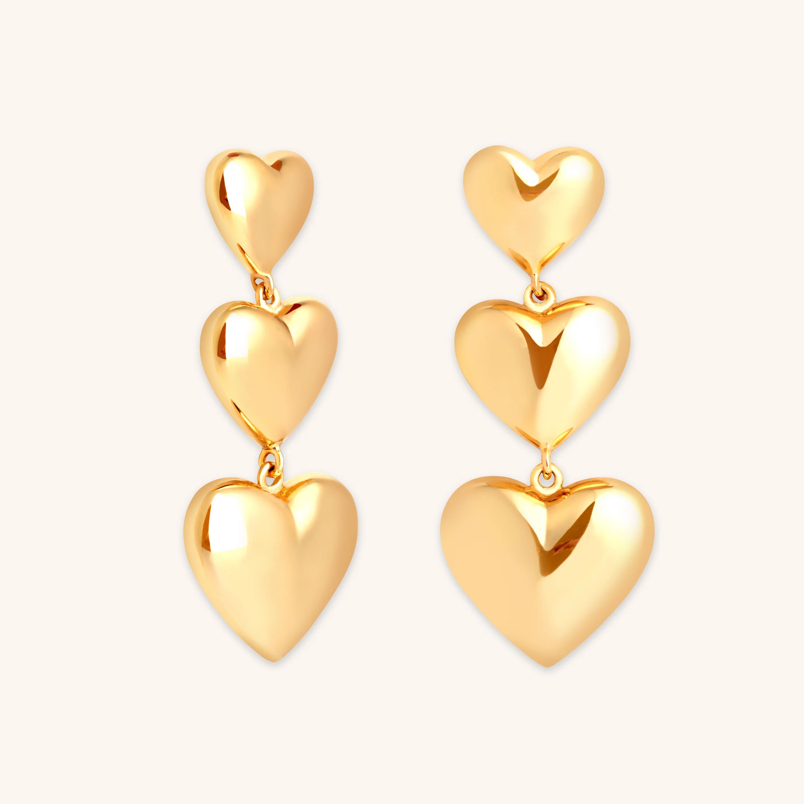 Heart Drop Stud Earrings in Gold | Astrid & Miyu EU