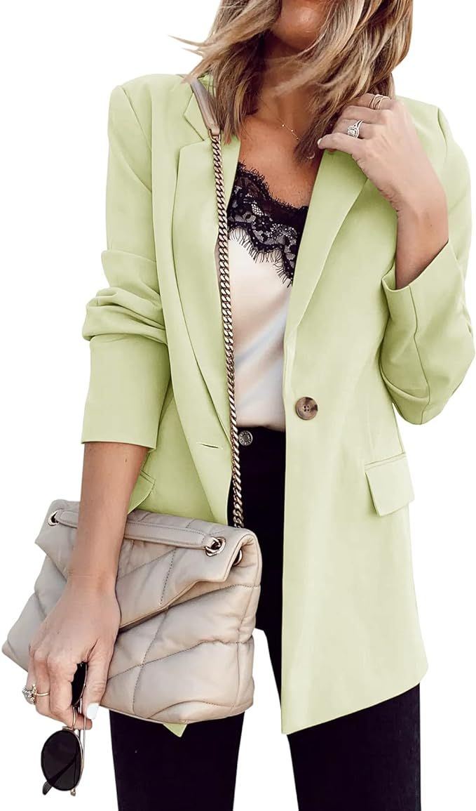 Ivay Womens Casual Blazers Lightweight Open Front Long Sleeve Work Office Blazer Jacket | Amazon (US)