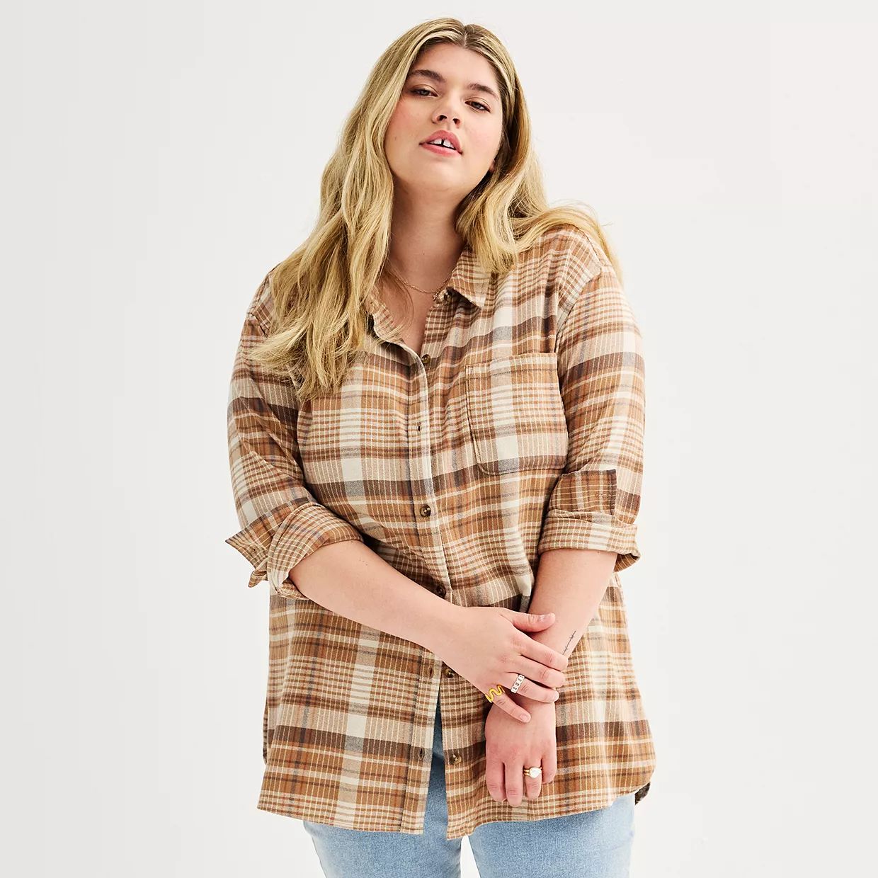 Juniors' Plus Size SO® Core Flannel Shirt | Kohl's