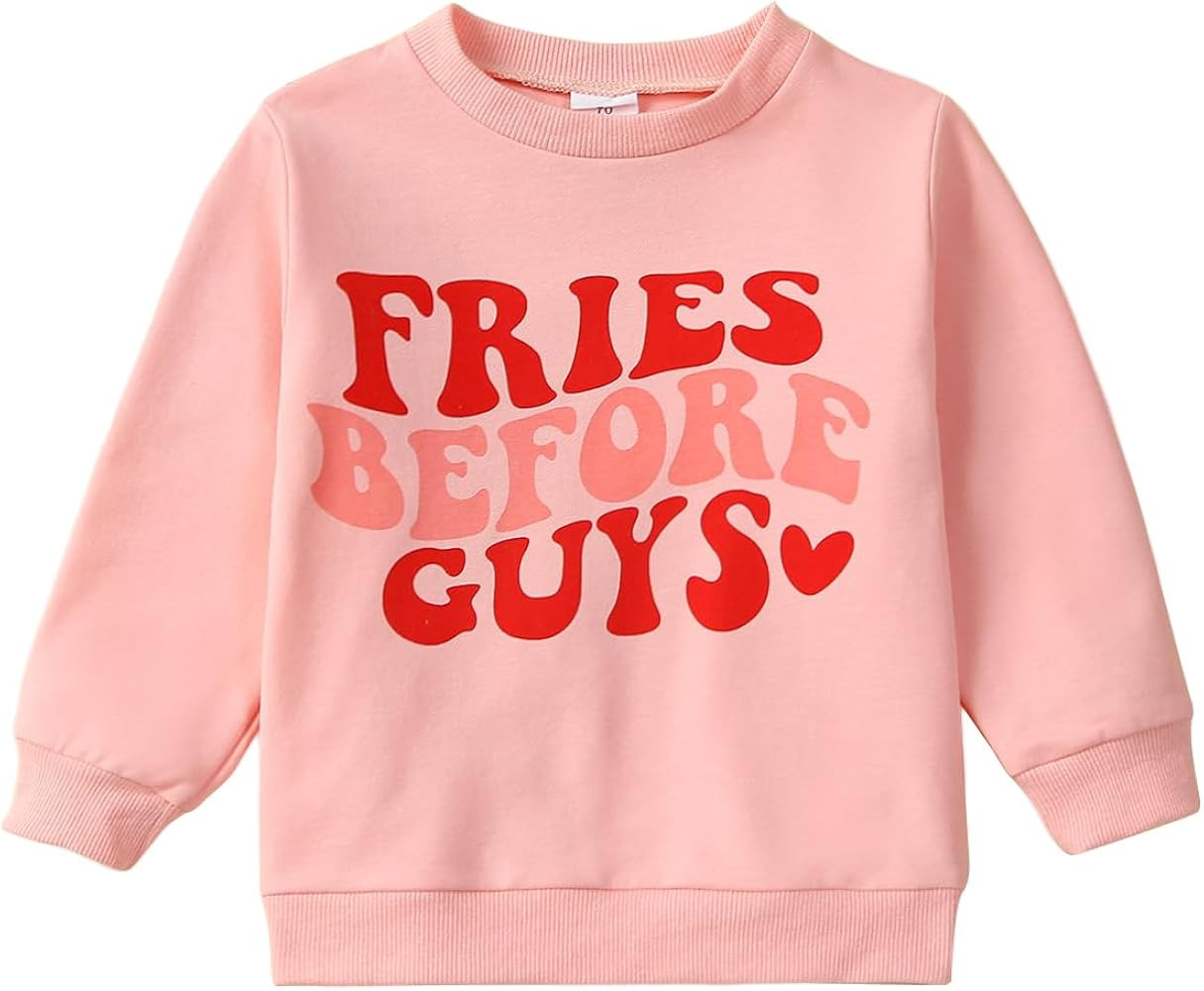Lesimsam Toddler Baby Boy Girl Valentines Day Outfit Crewneck Sweatshirt Letter Print Long Sleeve... | Amazon (US)