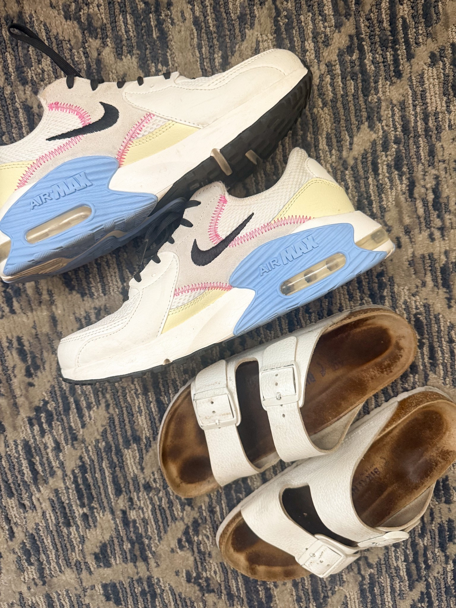 The two pairs of shoes I’ve worn every day in the parks and the no show socks that are keeping my feet blister-free  