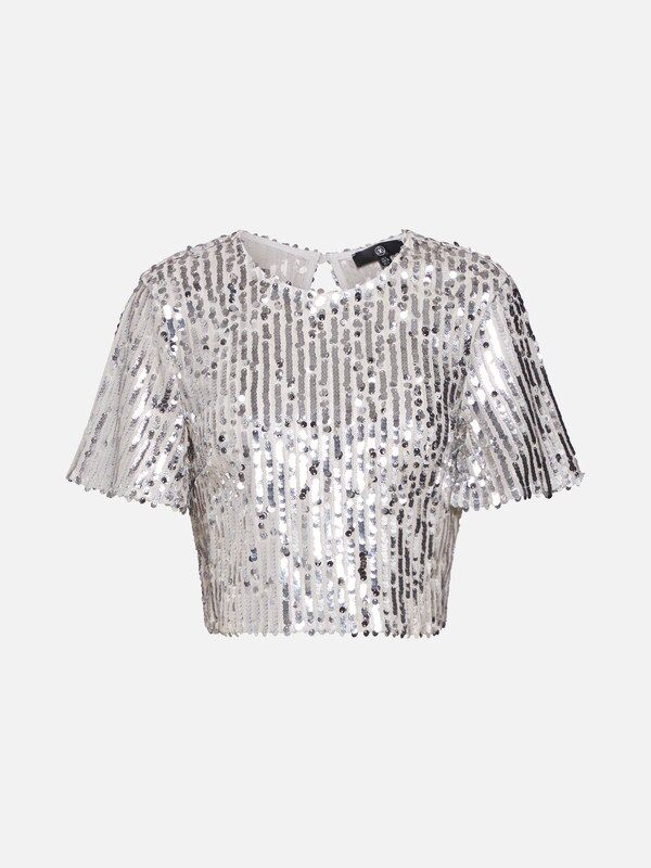 Missguided Shirt 'Sequin Crop Top Co Ord' in silber | ABOUT YOU (DE)