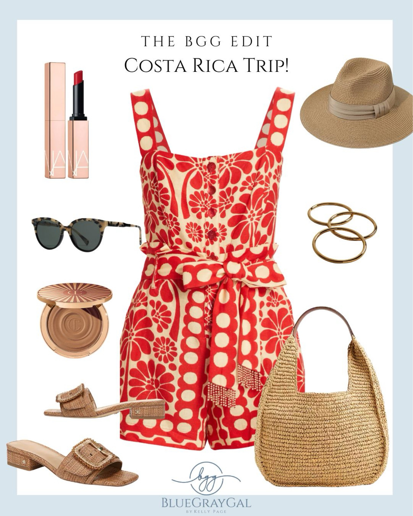Summer vacation romper outfit idea! Farm Rio romper, straw hat, rattan sandals and bronzer. A rattan beach bag

#LTKStyleTip #LTKItBag #LTKTravel
