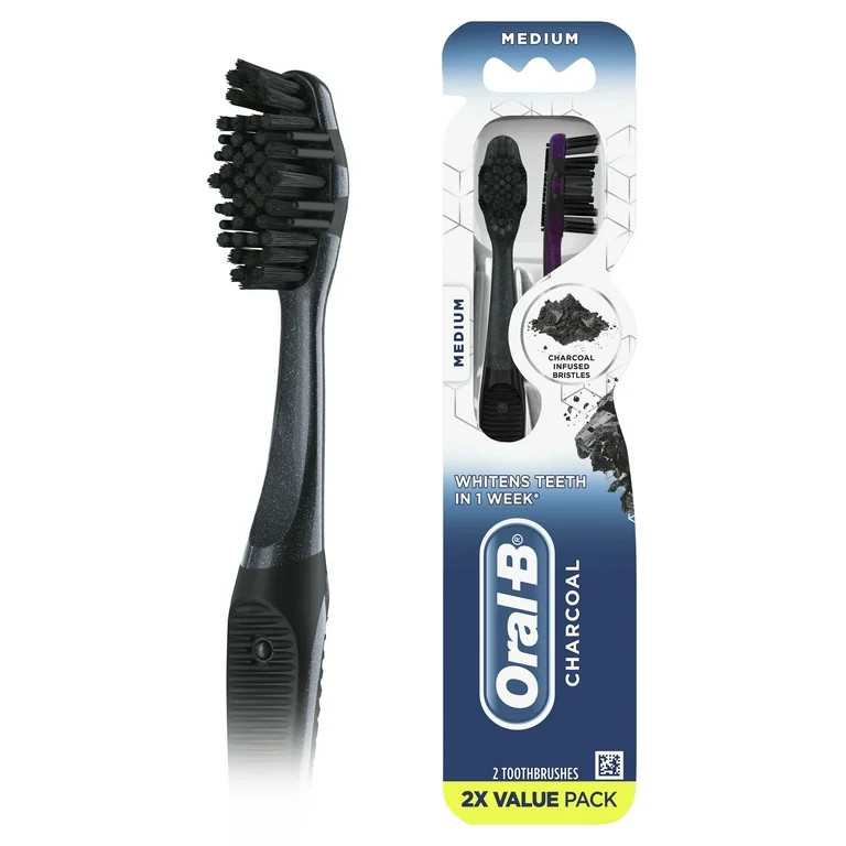 Oral-B Charcoal Manual Toothbrush, Medium, 2 Count, for Adults & Children 3+ | Walmart (US)