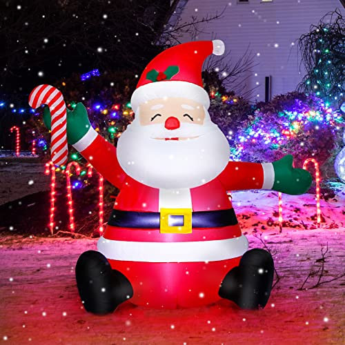 ShinyDec 5FT Christmas Santa Clause Decoration with Candy and LED Lights, Holiday Yard Inflatable Décor for 2021, Red | Amazon (US)