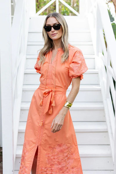 Short Sleeve Coatue Caftan - Coral Reef | Julia Amory