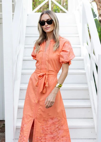 Short Sleeve Coatue Caftan - Coral Reef | Julia Amory