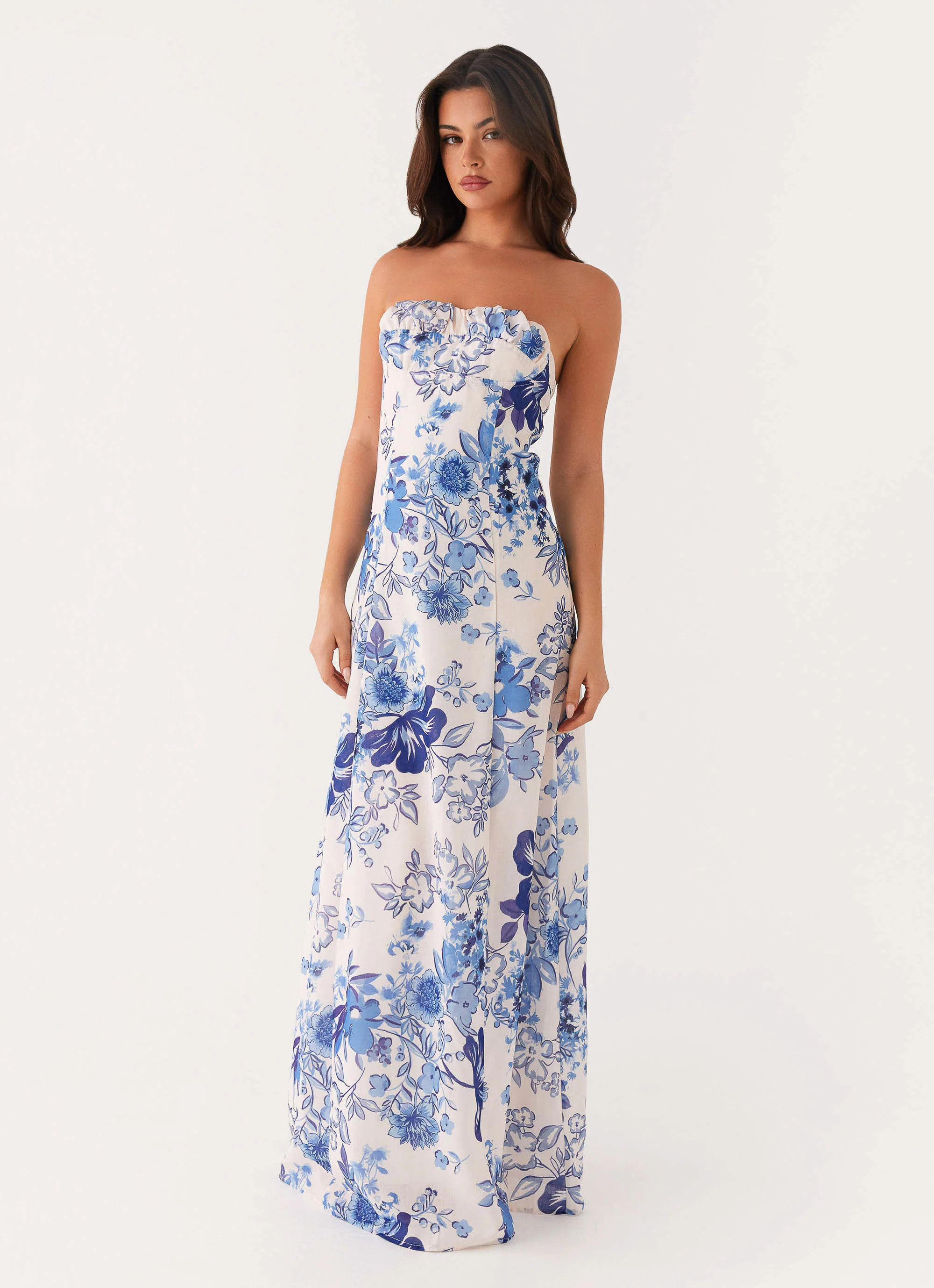 Tayla Linen Maxi Dress - Serene Sky Floral | Peppermayo (Global)