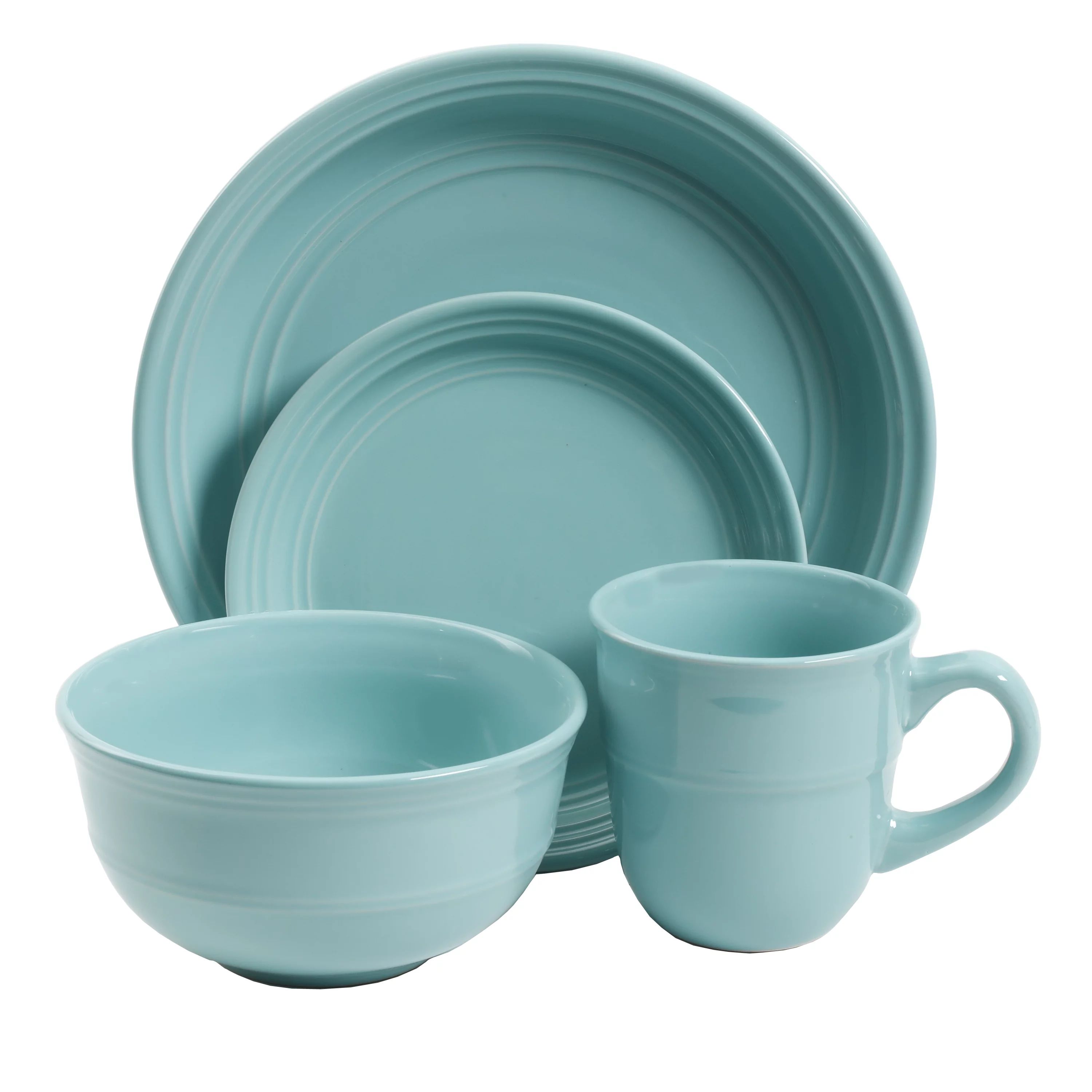 Mainstays Aqua Rainforest 16-Piece Round Dinnerware Set | Walmart (US)