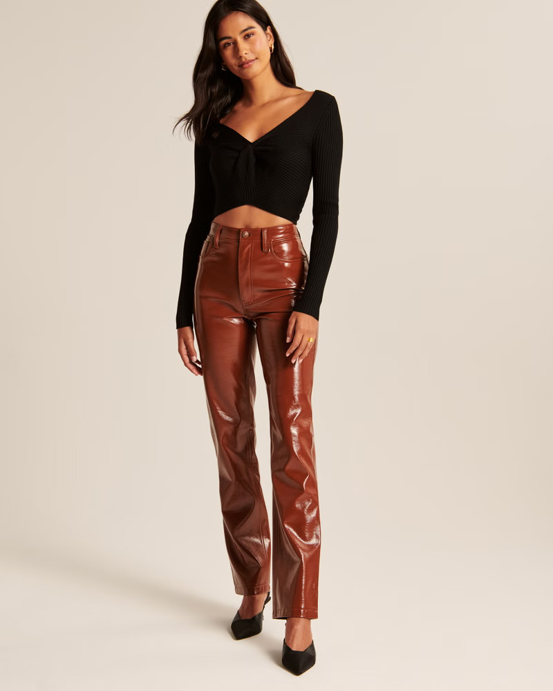 Women's Vegan Leather 90s Straight Pants | Women's Bottoms | Abercrombie.com | Abercrombie & Fitch (US)