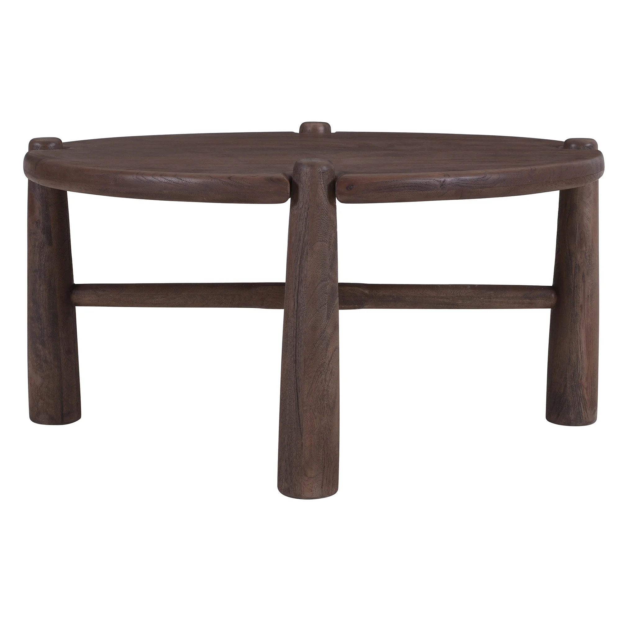 Mid-Century Modern Solid Mango Wood Round Coffee Table - Dark Walnut | Wayfair North America