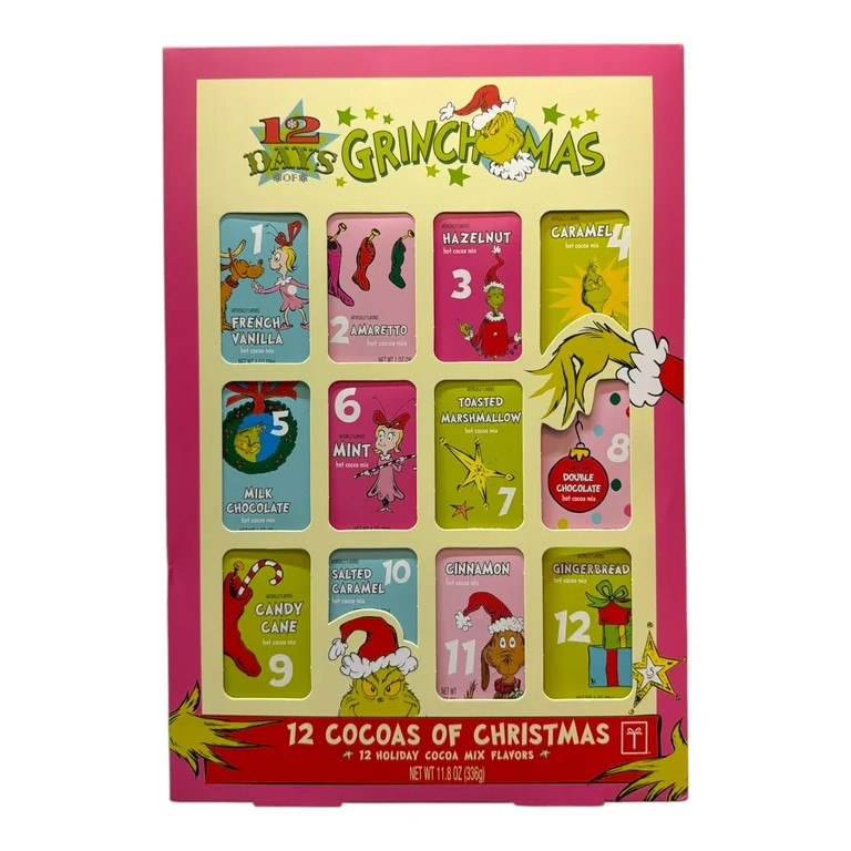 12 Days of Grinchmas Hot Cocoa Gift Set, 11.8 oz Holiday Drink Mix Assortment | Walmart (US)