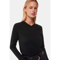 Whistles Mila Cotton Blend Ribbed V-Neck Jumper Black | Marks & Spencer (UK)