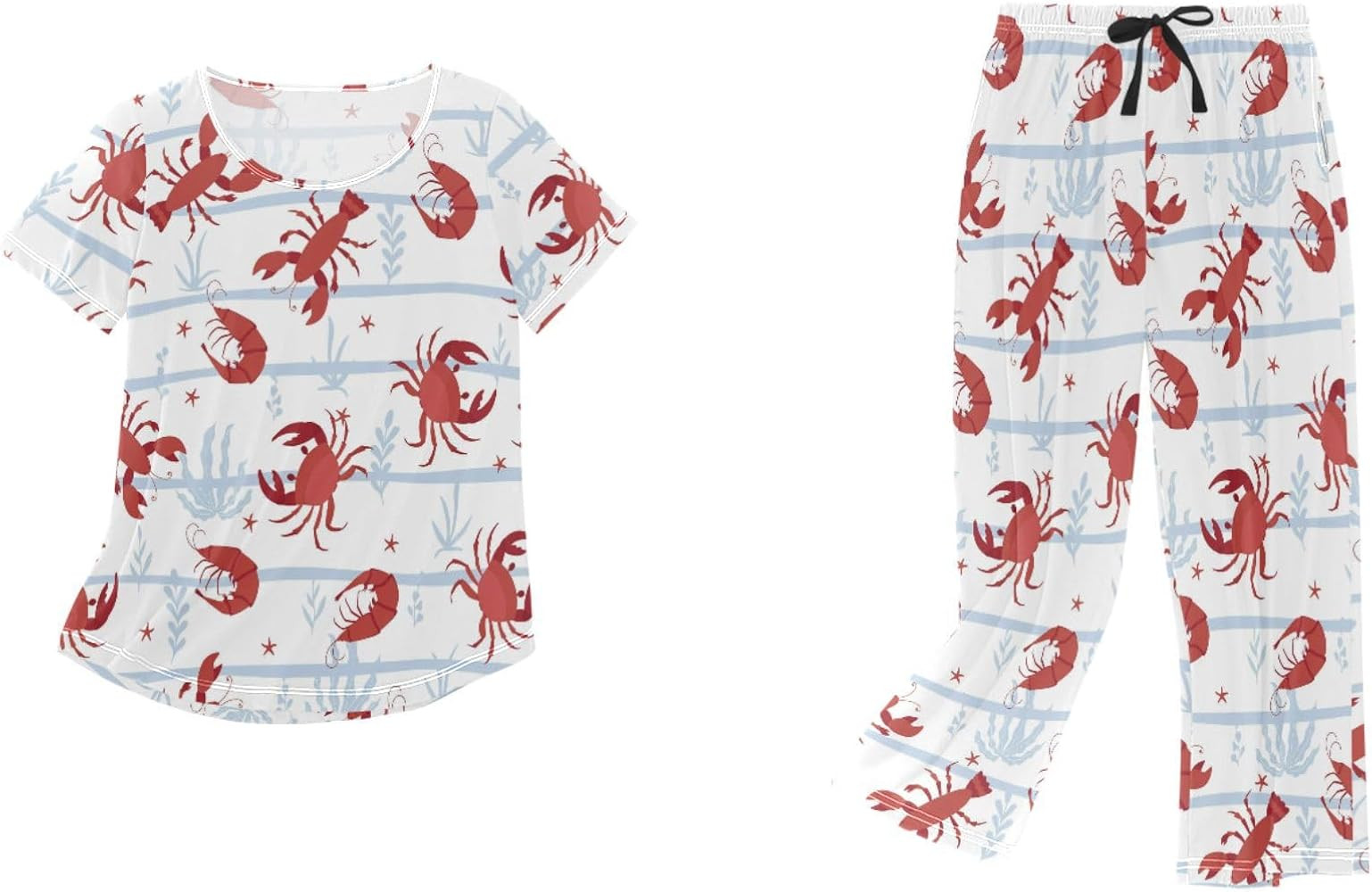 Women's Comfy Chic 2 Pcs Loungewear Set,Casual Sleepwear Short Sleeve Tops & Capri Pants PJs Set ... | Amazon (US)