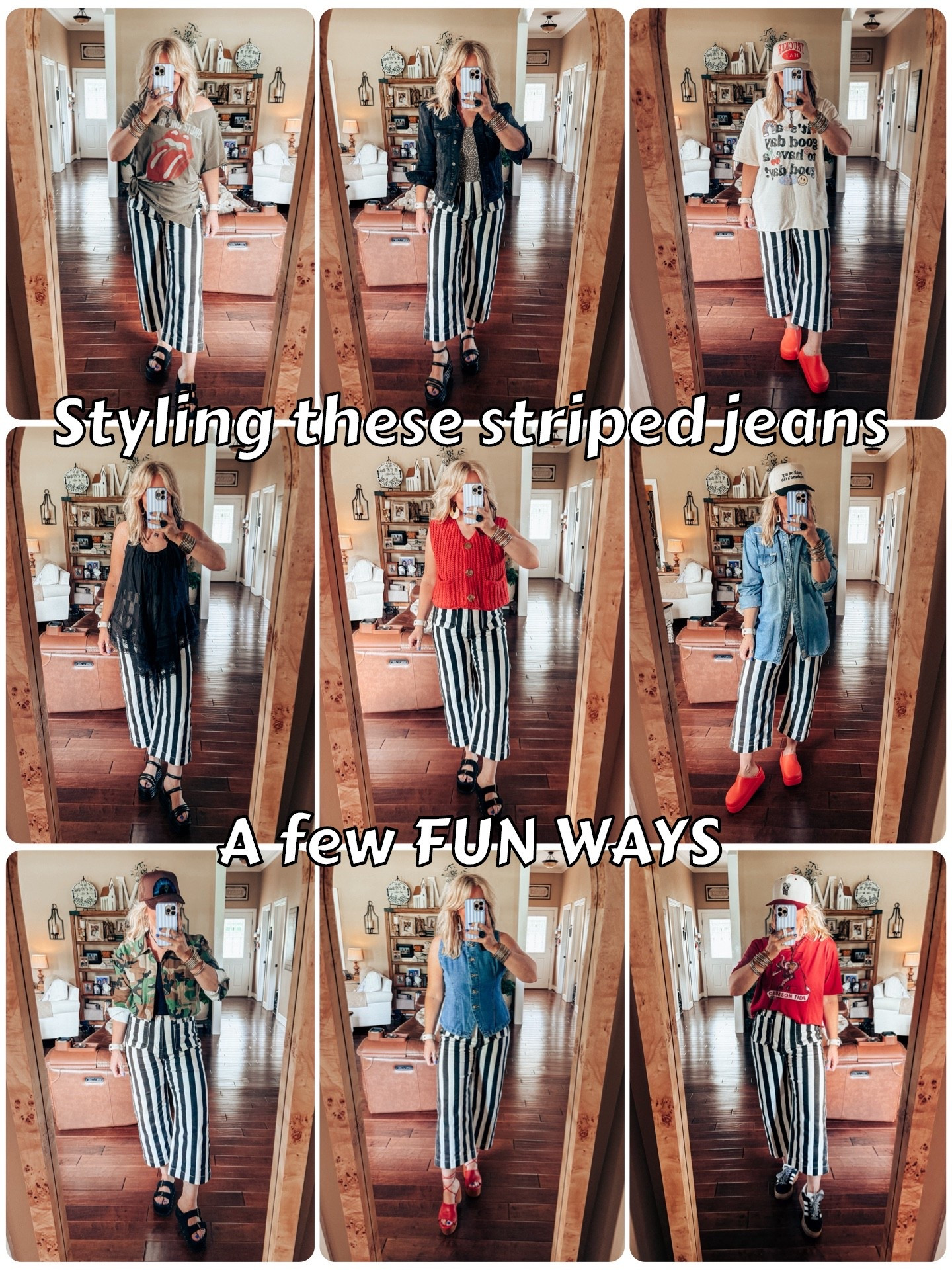 These striped jeans come in a lot of colors and so fun to style! Perfect to dress up or down and make the cutest ballgame fit! 
Wearing my true size 8 and I’m 5’6. 


#LTKOver40 #LTKFindsUnder50 #LTKStyleTip