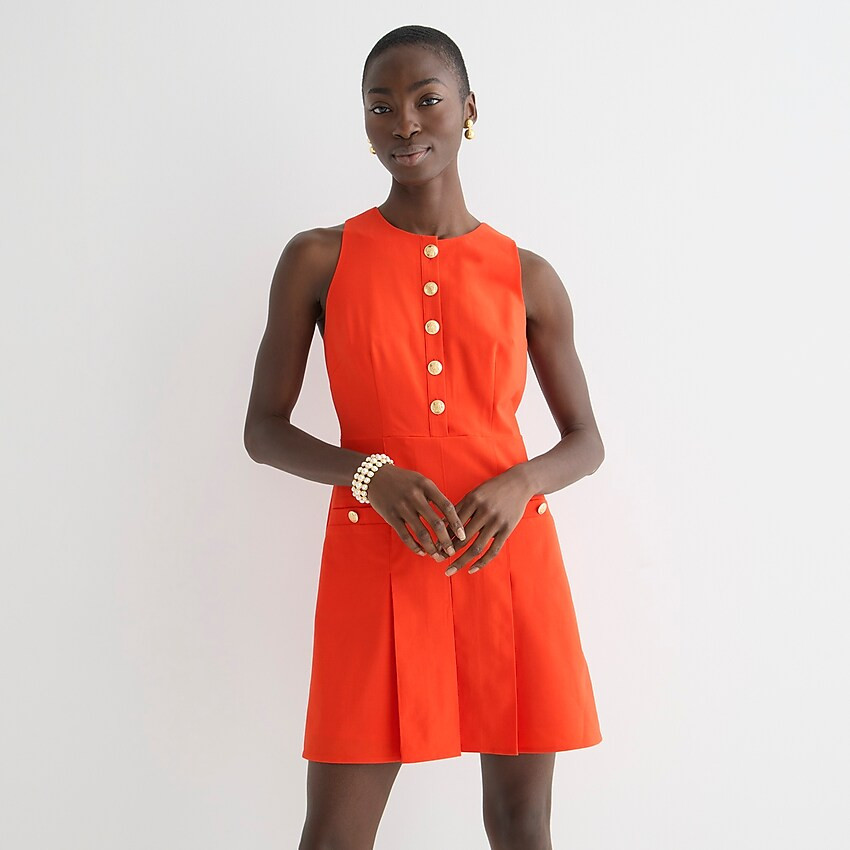 Pleated mini dress in Italian bi-stretch wool | J. Crew US