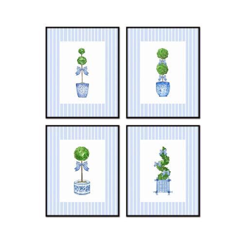 Watercolor Topiary Print Set No. 1, Chinoiserie Wall Art, Chinoiserie Decor, Vintage Botanical Pr... | Amazon (US)