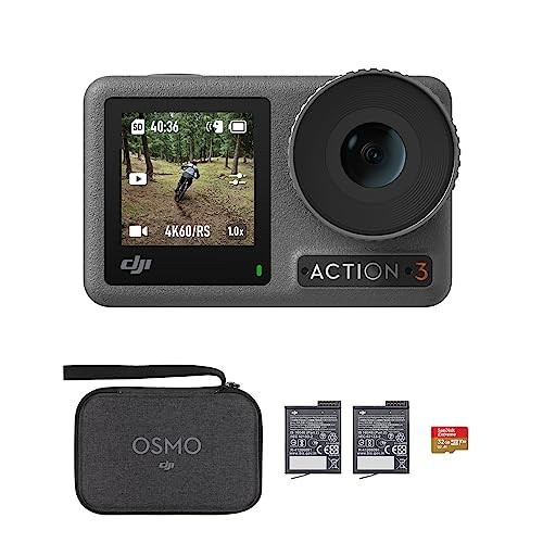 DJI Osmo Action 3 Creator Combo, Action Camera 4K + 155° Super-Wide FOV, 10-Bit Color Depth, Stabilization, Cold Resistant, 2 Batteries and 32GB microSD Card, Mini Action Camera for Vlog | Amazon (US)