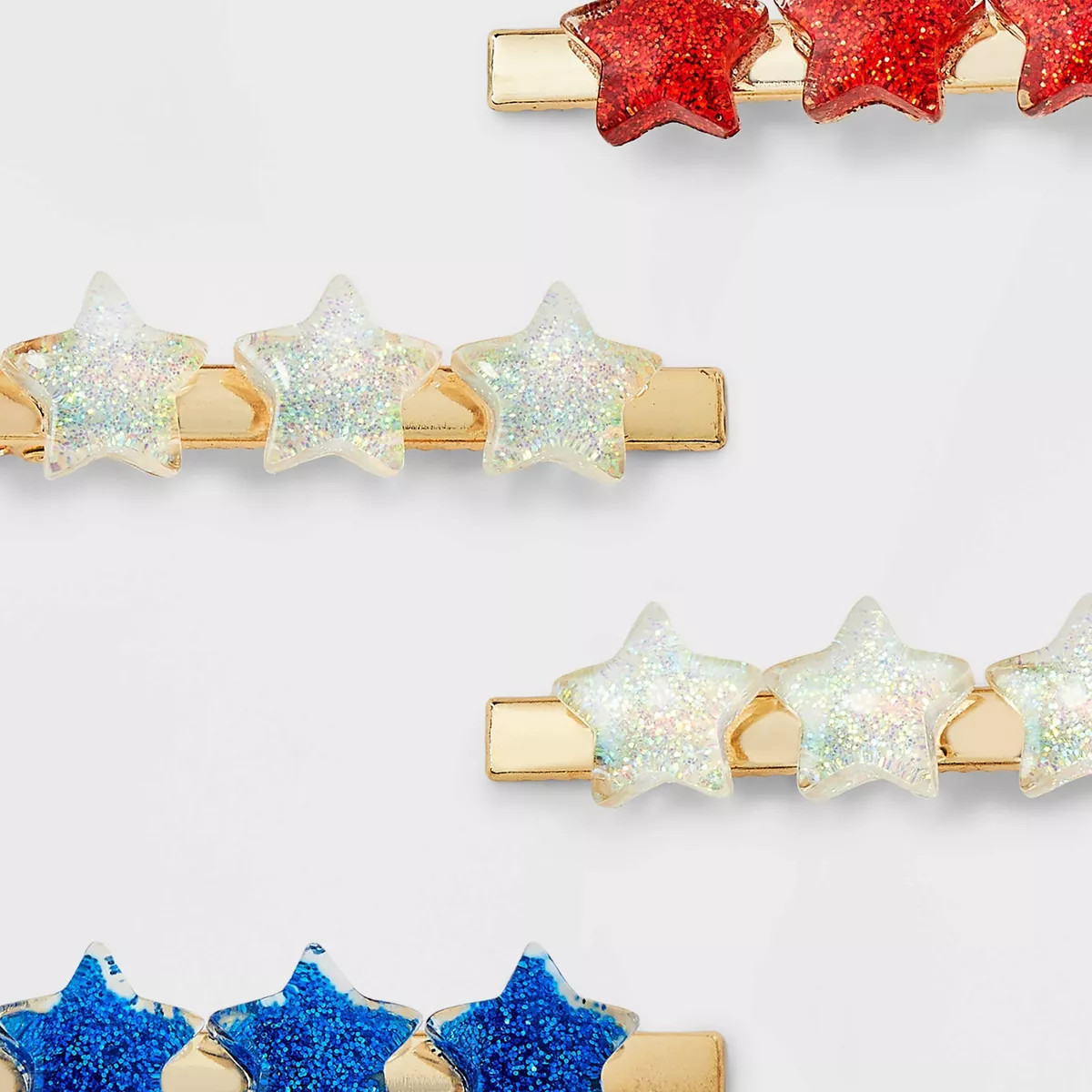 Americana Star Hair Clip Set 6pc - Red/White/Blue | Target