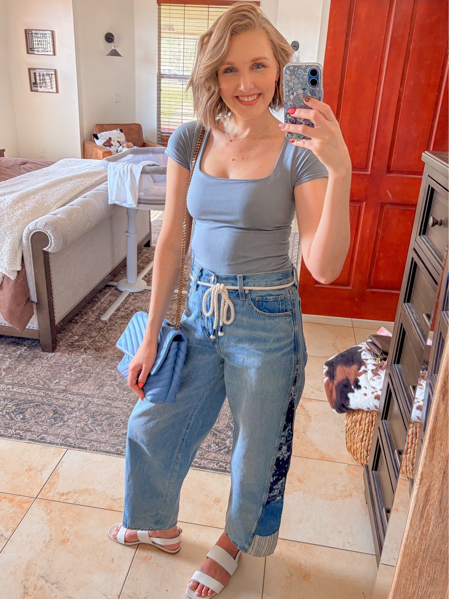 Casual mom fit! Patchwork pants come in long!

#LTKootd #LTKmomlife #LTKTall