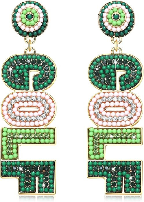 Golf Ball Bag Cart Earrings - Statement Golf Themed Jewelry for Women's Sport Game Day Outfits & ... | Amazon (US)