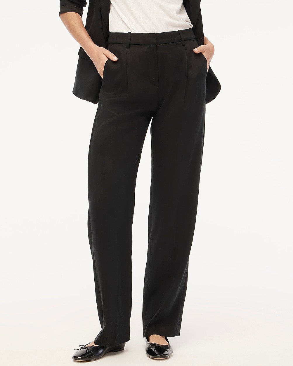 Wide-leg pleated twill trouser pant | J.Crew Factory