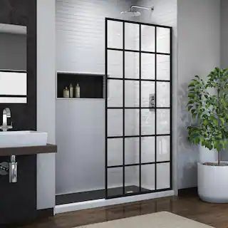 DreamLine French Linea Toulon 34 in. x 72 in. Frameless Fixed Shower Screen in Satin Black-SHDR-3... | The Home Depot