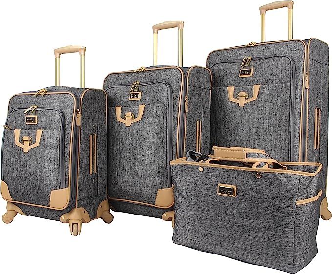 Nicole Miller Designer Luggage Paige Collection - 4 Piece Softside Lightweight Expandable Spinner... | Amazon (US)