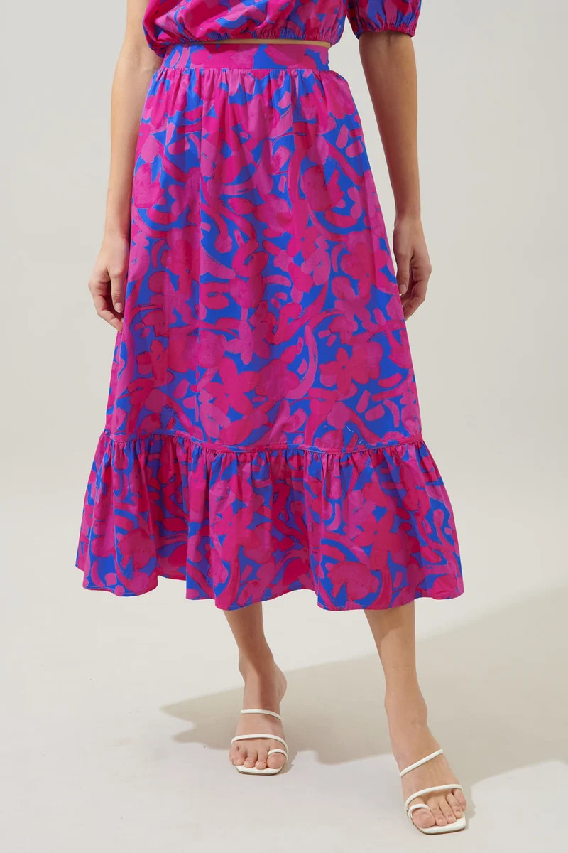 Yeraldi Berry Tatchi Ruffle Midi Skirt | Sugarlips