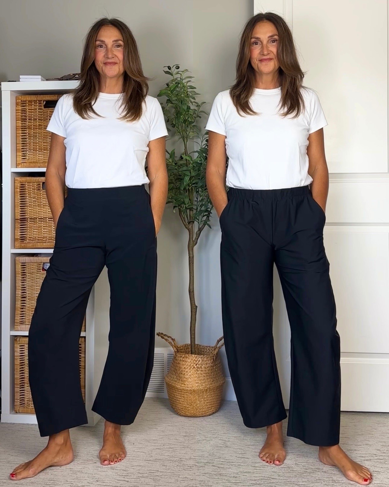Ruti vs Amazon travel pants!
Ruti pants are stretchier (78% nylon, 22% spandex vs 85% nylon, 15% spandex for Amazon), have a nicer front band, come in more colors and three different inseams and have a slightly more barrel shape. But they are also $400 🇨🇦 ($249 🇺🇸) vs $40 🇨🇦 ($30 🇺🇸) for the Amazon pants.

#LTKootd #LTKOver40
