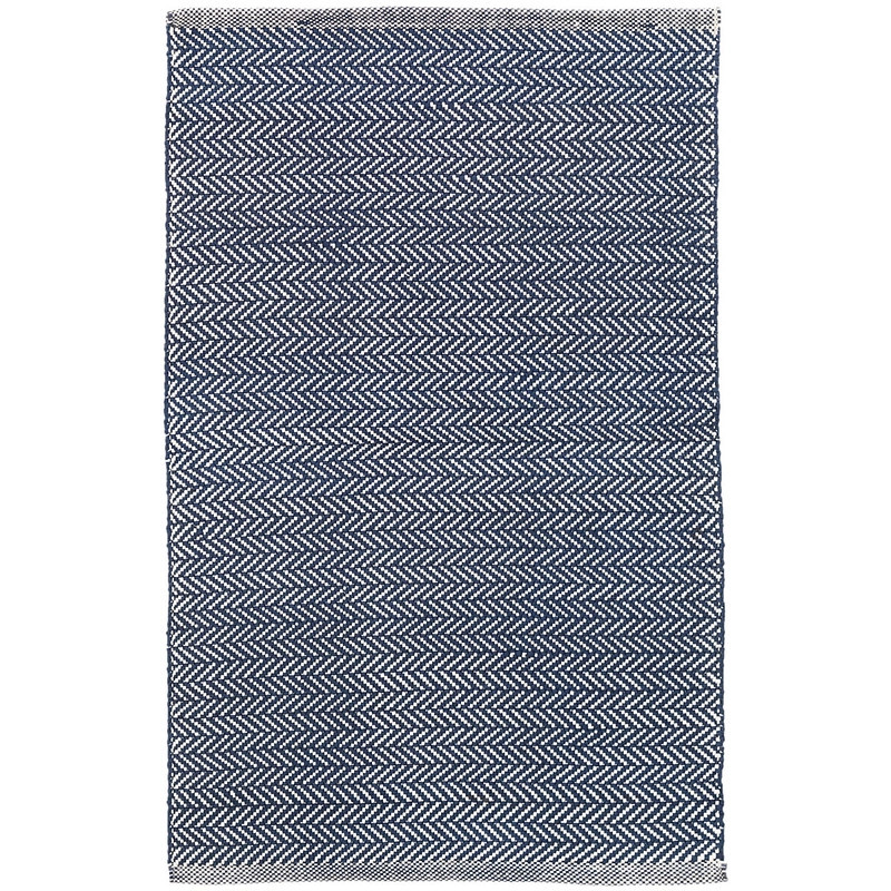 Herringbone Navy/Ivory Handwoven Indoor/Outdoor Rug | Annie Selke