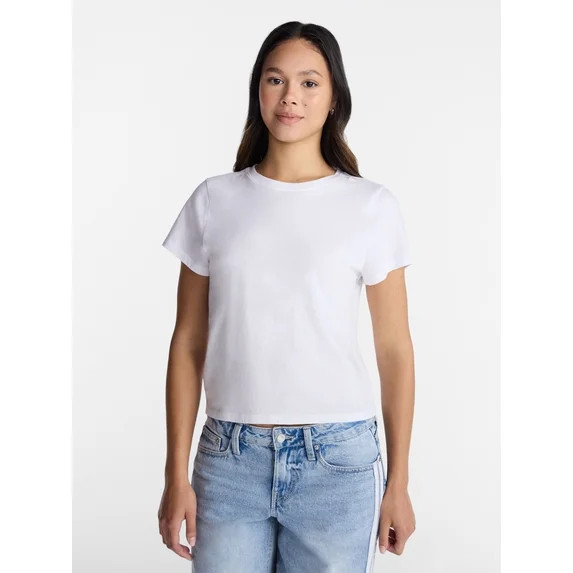 No Boundaries Washed Relaxed Fit Cotton Tee, Women's XXS-XXL | Walmart (US)