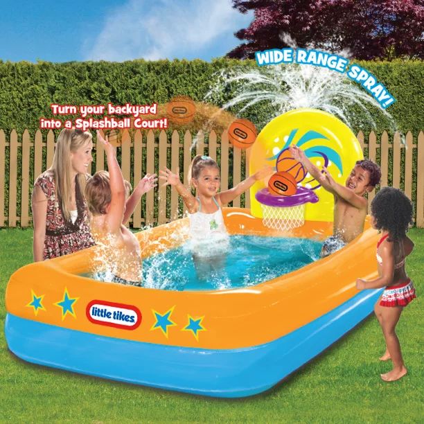 Little Tikes Splash Dunk Sprinkler Pool, Inflatable Pool with Basketball Hoop and Ball for Kids A... | Walmart (US)