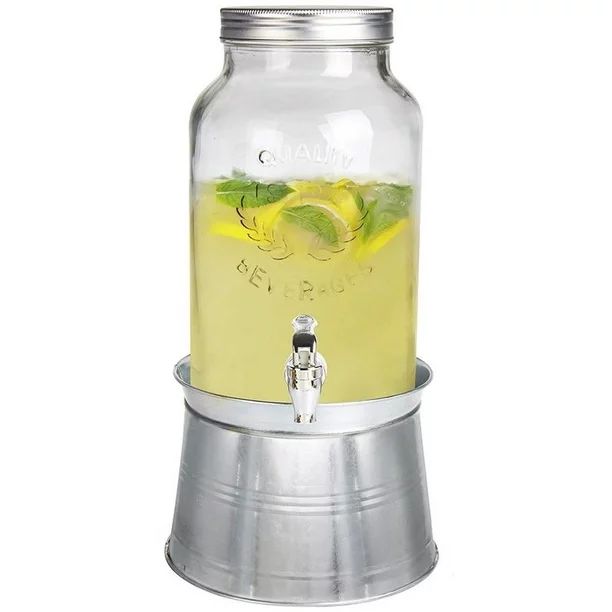 Estilo Glass Mason Jar Beverage Drink Dispenser With Ice Bucket Stand And Leak Free Spigot, 1.5 G... | Walmart (US)