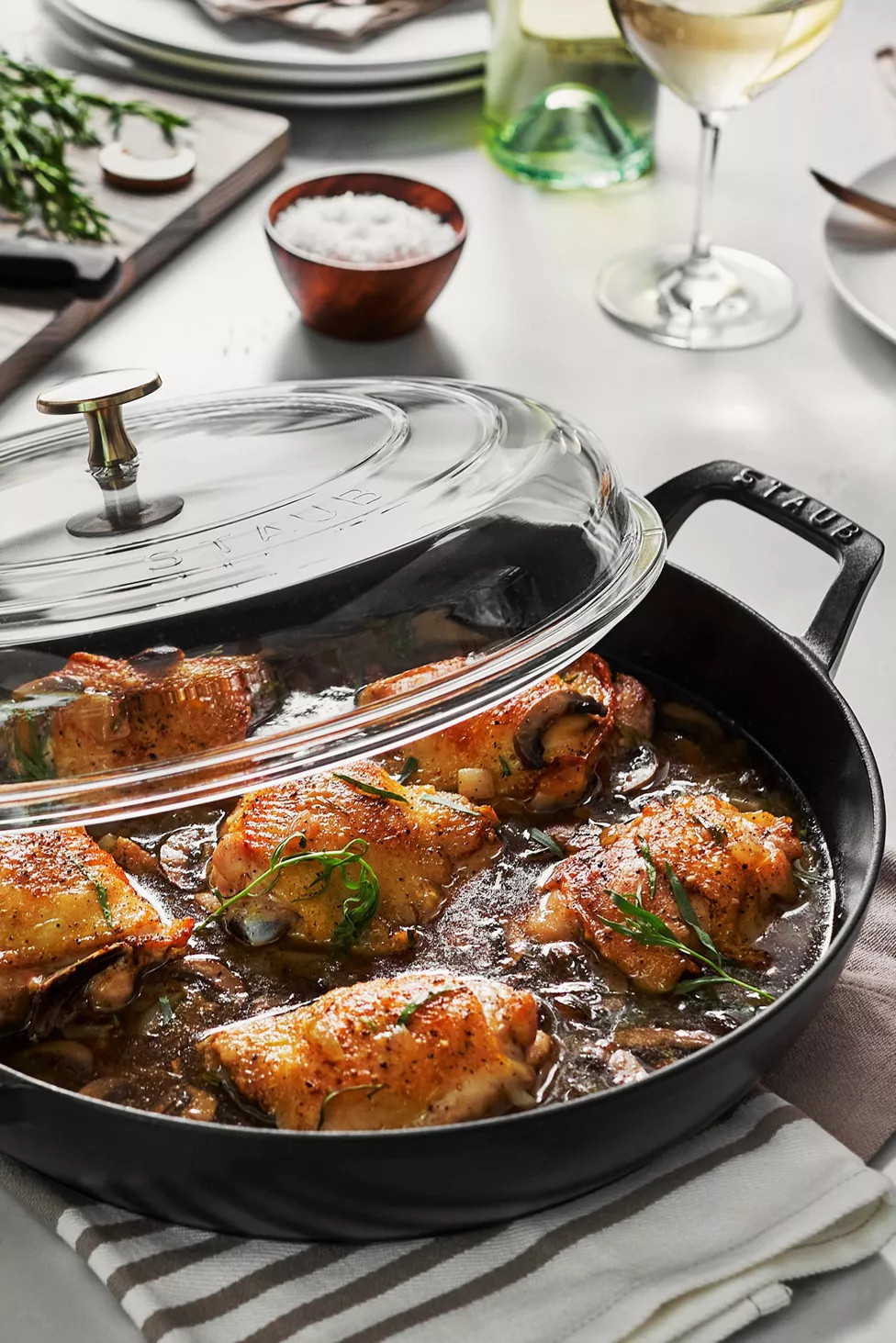 Staub Cast Iron 12-inch Braiser with Glass Lid | Urban Outfitters (US and RoW)