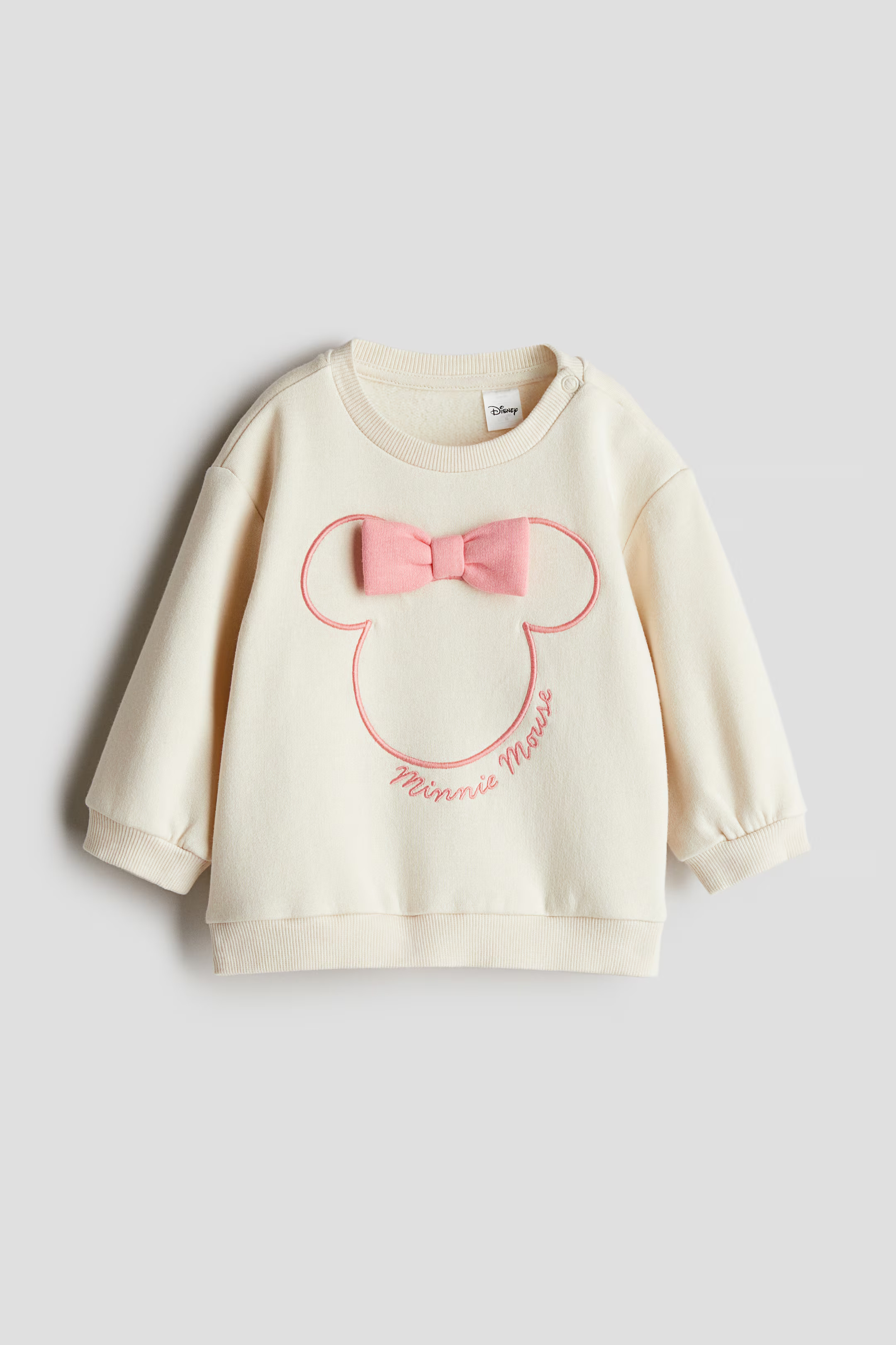 Bow-detail sweatshirt - Crew-neck - Long sleeve - Cream/Minnie Mouse - Kids | H&M GB | H&M (UK, MY, IN, SG, PH, TW, HK)