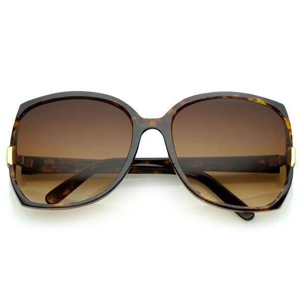 Women's Square Side Cutouts Metal Accents Oversize Sunglasses 62mm (Tortoise / Amber) | Walmart (US)