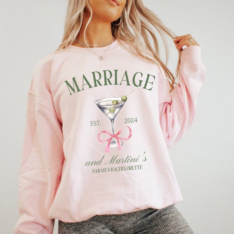 Custom Bachelorette Sweatshirts Luxury Bachelorette Merch Martinis and Matrimony Personalized Mat... | Etsy (US)