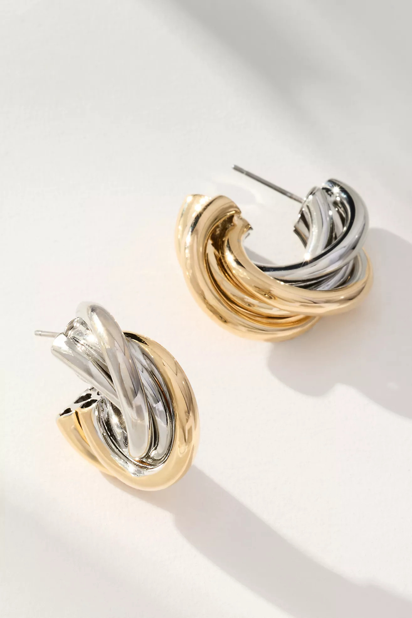 Two-Tone Twist Hoop Earrings | Anthropologie (US)