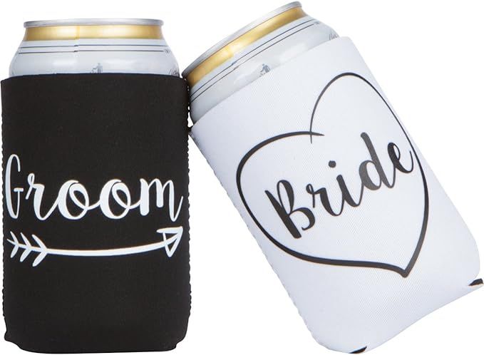 Cute Wedding Gifts - Bride and Groom Novelty Can Cooler Combo - Engagement Gift for Couples | Amazon (US)