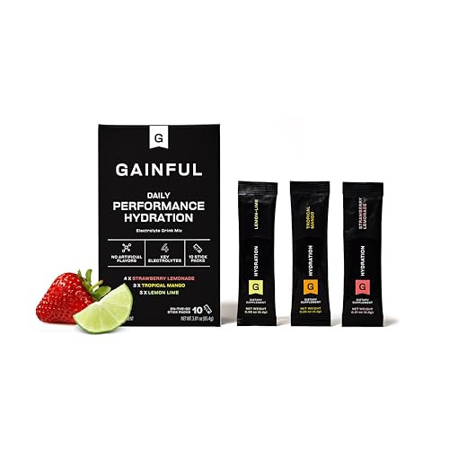Gainful Hydration Packets Variety Pack, Decaffeinated with Key Electrolytes, Magnesium and Sodium for Intense Activity, L Theanine for Focus, 10 Sticks | Amazon (US)