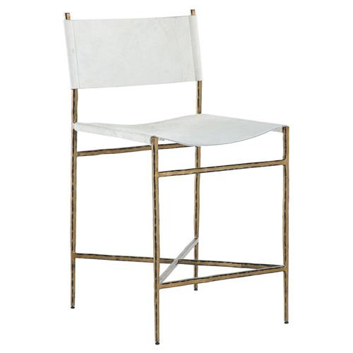 Gabby Landon Regency White Hair On Hide Sling Aged Brass Counter Stool | Kathy Kuo Home